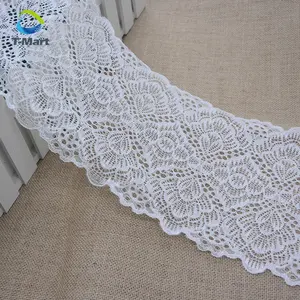 Stretch Lace Trim 7.5" Wide Elastic Lace Border Embroidered Floral Lingerie Lace Vintage Style