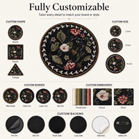 Patch brodé floral personnalisé en gros, motif rond vintage de fleurs et feuilles botaniques pour vêtements, vestes et sacs