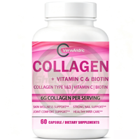 Complément de collagène en capsules à marque privée OEM pour la peau, les cheveux, les ongles forts et le confort des articulations – Sans gluten, naturel, pour adultes, 60 gélules