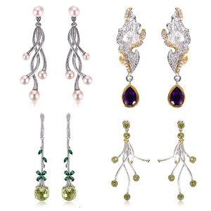 Pulsante Handmade Della Perla 925 <span class=keywords><strong>Orecchini</strong></span> Gioielli In <span class=keywords><strong>Argento</strong></span> con Granato - Product Image 3