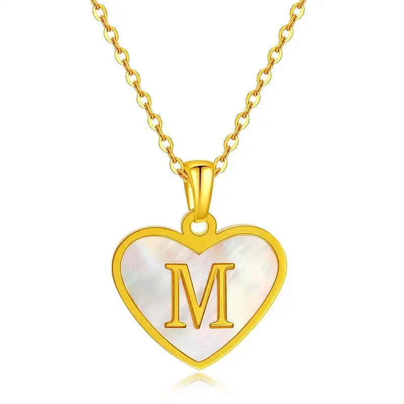 Dropship USA WESTERN Fashion Letter Chain Initial Pendant Necklace 18k Gold Plated Stainless Steel Jewelry