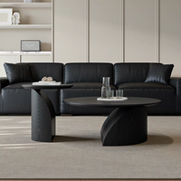 Table basse ronde contemporaine en bois noir pour hôtel et salon