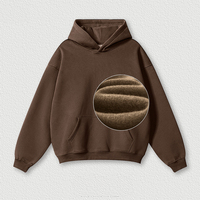 Sweat à capuche sur mesure pour homme, 350g, avec doublure en laine pour l'automne et l'hiver, un pull épais de couleur unie avec logo brodé
