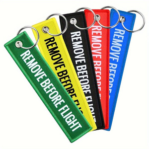 <strong>Custom</strong> Aircraft Aviation Label <strong>Key</strong> Chain Woven Remove Before You Fly Embroidered <strong>Key</strong> Ring Fashion UV Printed Keychain for <strong>Keys</strong> - Product Image 1