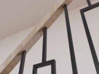 Main courante en fer moderne de 44 pouces pour escaliers et balcons Éléments carrés et verticaux améliorant les sens de l'espace pour garde-corps et revêtement de sol