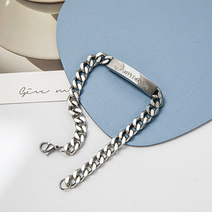 Tự làm thư từ khắc thép không gỉ Cuban chuỗi <span class=keywords><strong>ID</strong></span> thẻ Vòng đeo tay - Product Image 4
