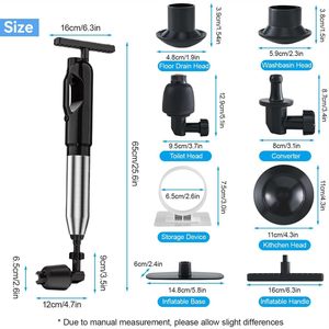 Outil spécial pour déboucher les toilettes - Nettoyage universel des toilettes, pression d'air puissante, construction en acier inoxydable - Product Image 3