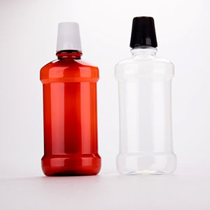 BPA ücretsiz fabrika 500ml boş koyu Amber <span class=keywords><strong>PET</strong></span> plastik ağız yıkama şişesi gargara plastik şişeler - Product Image 2