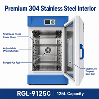 Oven Pengering Udara Paksa Vertikal dengan Lapisan Baja Tahan Karat 304, Oven Industri Laboratorium 125L dengan Kontrol Suhu LCD
