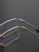 Lunettes de vue pour hommes en titane pur, demi-montures en corne de buffle, montures carrées