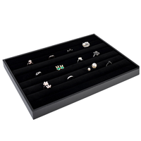 Vente en gros Bagues en velours noir 35*24 cm cuir PU Colliers Pendentifs Bracelets Boucles d'oreilles Plateaux de rangement pour bijoux Affichage boutique