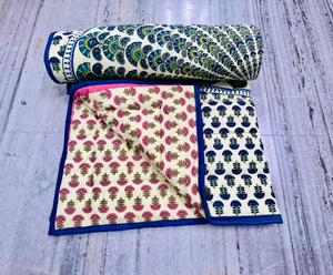 Edredón con estampado de bloques Jaipuri indio hecho a mano, diseño Floral, gasa de algodón Reversible, juegos de cama Razai, suave para boda, Hotel/hogar - Product Image 3