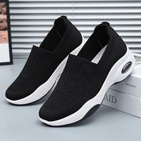 Chaussures d'été respirantes en tricot pour femmes, mocassins à coussin d'air, antidérapants, confortables pour la marche quotidienne des personnes âgées