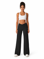 Damen Weite Yoga-Hose mit Hohem Bund und Überkreuztem Taillenband, Dehnbare Sportliche Hose, Lässige Freizeithose, OEM ODM Maßanfertigung Großhandel