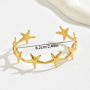 Pulsera de Estrella de Mar Chapada en Oro y Plata, Diseño Simple y de Lujo, Pulseras de Aleación Personalizadas para Mujer, Joyería Moderna - Product Image 5