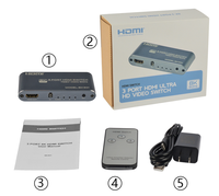 Conmutador de vídeo HDMI 2,1 de 3 puertos FJGEAR, 8K, 60Hz, con mando a distancia, carcasa de aleación de aluminio, conmutador de vídeo HDMI, 1 unidad, 1 unidad
