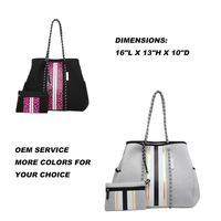 Sac de plage fourre-tout d'été rayé en néoprène personnalisé à la mode élégant Extra-large personnalisé léopard 3mm noir, gris 50 pièces VASTOP