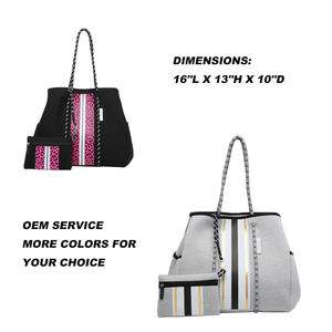 Sac de plage fourre-tout d'été rayé en néoprène personnalisé à la mode élégant Extra-large personnalisé léopard 3mm noir, gris 50 pièces VASTOP - Product Image 3