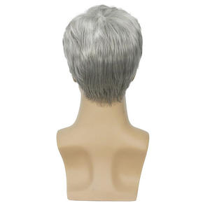 Venta al por mayor guapo pelucas de <span class=keywords><strong>pelo</strong></span> esponjoso para los hombres de 6 pulgadas mate abuela <span class=keywords><strong>gris</strong></span> <span class=keywords><strong>Pelo</strong></span> Corto rizado <span class=keywords><strong>hombre</strong></span> peluca - Product Image 4