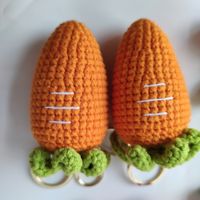 Tissé à la main en peluche Crochet fraise pastèque cerise carotte banane porte-clés bricolage tricoté simulation nourriture fruits porte-clés sac breloque