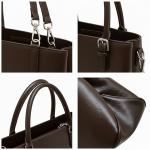 Elegant Fashion Genuine <b>Leather</b> Tote Handbag Vintage Solid Color Anti Theft Open Closure Portable Shoulder <b>Satchel</b> Summer Autumn - Product Image 1