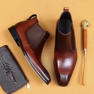 Luxury High Quality <b>Chelsea</b> <b>Boots</b> Men's Ankle Real Leather Winter Pointy Business Dress Slip-On Anti-Slippery Wholesale - Product Image 4