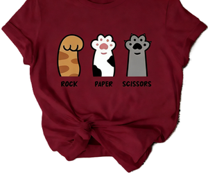 T-shirt Patte de Chat Pierre-Papier-Ciseaux – Motif Amusant Griffe de Chat – Humour Ludique pour Amateurs de Jeux – Nouveauté Imprimé Animal Mignon – T-shirt Oversize en Coton à Manches Courtes – Streetwear Décontracté - Product Image 4