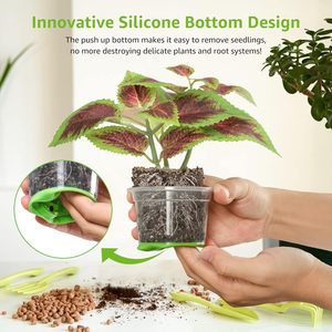 Pot de plantes rond en plastique transparent de 4 pouces <span class=keywords><strong>Pots</strong></span> de semis réutilisables pour la maison et le jardin - Product Image 3