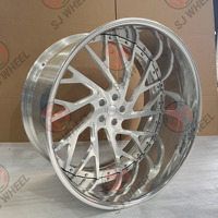 Jantes de voiture SJ Custom Forged Full Chrome en deux parties, à profil profond, 20, 22, 24, 26, 28, 30 pouces pour Ferrari, Audi, BMW, Mercedes-Benz
