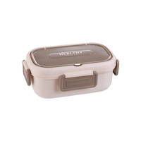 304 Edelstahl Lunchbox mit Fächern Bento-Box Tragbarer Outdoor-Mahlzeitenbehälter 1L Lebensmittelbehälter für Schüler