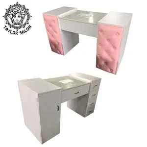 Beauty Nails Salon Meubels Hot Verkoop Marmer Nail Bureau Wit Manicure Tafel Met Ventilator