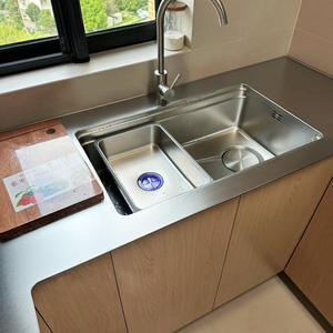 เคาน์เตอร์สแตนเลส 304 ทนทานต่อรอยขีดข่วน <span class=keywords><strong>เชื่อม</strong></span>ต่อเต็มแผ่นแบบไร้รอยต่อ พร้อมอ่างล้างจานในตัวสำหรับตู้ครัวแบบเกาะ - Product Image 2