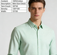 Tissu Popeline Tissé Vert 100% Coton de Qualité, Poids Moyen, Motif Gingham, en Gros, Personnalisé, pour Hommes, Femmes, Filles, Garçons - Classique