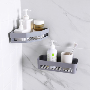 Bathroom Storage Rack Wall Mounted Gray Rectangle Shelf For Toilet Washbasin Durable Bathroom Organizer - Product Image 1