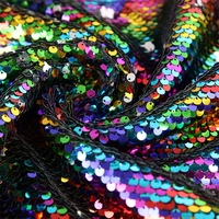 Offre Spéciale 5mm Dense Sparky Sequin Mesh Tissu Multicolore Broderie Tulle Dentelle Matériel Durable Séquence Vêtement Sac