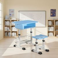 Ensemble de bureau et chaise ergonomiques réglables pour étudiants avec structure métallique pour l'école et la maison