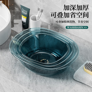 Thickened Transparent Plastic Washbasin Oval Food Grade Easy Clean Bathroom Sink For Baby And Household Use - Product Image 2