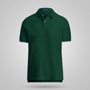 Men's Dark Green Short Sleeve Breathable for Shirt Cotton/Bamboo Fiber Pique Knitted Casual Solid Color - Product Image 3