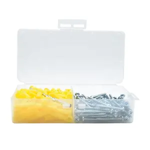 Good price plastic ribbed anchor kits yellow Furniture Plastic Anchors ribbed Wall Plug 100 pcs one box with screw drill