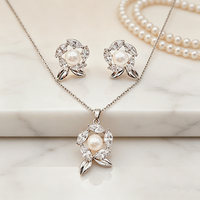 Parure de bijoux en perles d'eau douce 2027, collier pendentif feuille marquise et boucles d'oreilles clous pour femme, cadeau de mariage vintage délicat