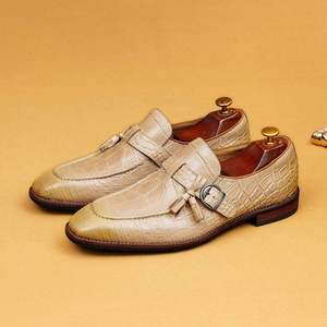 Mocassins Monk Strap en Cuir Véritable à Bout Carré avec Pompon, Chaussures d'Été Respirantes pour Hommes - Product Image 4