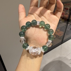 Pulsera de cuentas curativas de 14mm de diámetro al por mayor Natural White Ghost Green <span class=keywords><strong>Asai</strong></span> Clear Dew Ice Acero inoxidable Little Steady - Product Image 4