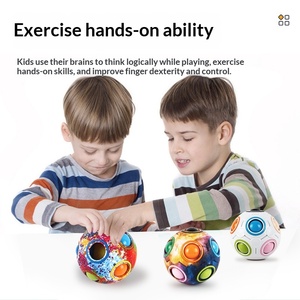 Cubo de Bolas Arcoíris, Juguete Educativo de Plástico para Niños <span class=keywords><strong>y</strong></span> Niñas de 3 a 14 Años, Fútbol de Dedos, <span class=keywords><strong>Juego</strong></span> de Destreza Mental - Product Image 4