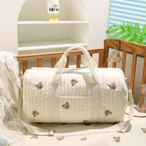 Mignon OEM grand <span class=keywords><strong>sac</strong></span> de maternité couche pour maman maternelle broderie coton épaule Nappy <span class=keywords><strong>sac</strong></span> nouveau-né <span class=keywords><strong>sac</strong></span> fourre-tout motif ours en peluche - Product Image 5