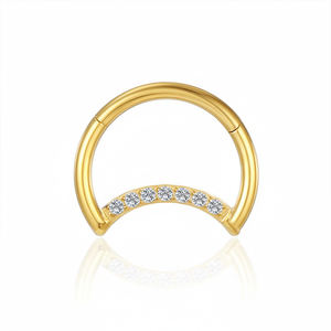 批发 G23 钛金属耳环 Daith Hoop Tragus Moon Helix 环形耳环，带透明方晶锆石，婚礼首饰，铰接式分段环形耳环 - Product Image 3