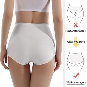 Braguitas de cintura alta cruzadas de algodón y elastano con control de abdomen y levantamiento de cadera para mujer, color liso: negro, tono piel, aguacate - Product Image 2