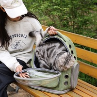 Sac à dos de transport transparent pour chat en PC, avec fermeture éclair, portable, respirant, léger, design capsule spatiale, pour sorties et voyages en avion, 7,5 kg