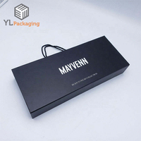 Boîte cadeau en carton noir pliable avec fermeture magnétique de luxe, avec logo personnalisé pour l'emballage des extensions de cheveux