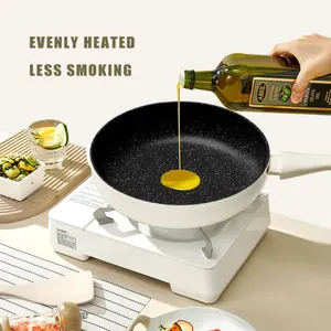 Velosan – wok antiadhésif en aluminium avec revêtement en marbre pressé et poignée en bakélite