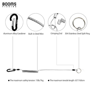 Fishing Aluminum Alloy/TPU Portable Safety Coil Retractable Lanyard with 15lb Tension for Lake River Stream - Product Image 4